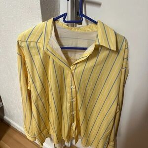 Yellow Striped Button-Up Shirt